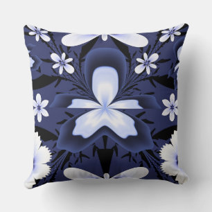 Coussin Orchidée bleue Fleurs élégantes Fractal Art