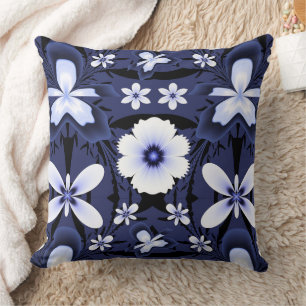 Coussin Orchidée bleue Fleurs élégantes Fractal Art