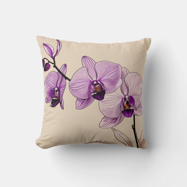 Coussin Orchidée botanique élégant (Recto)