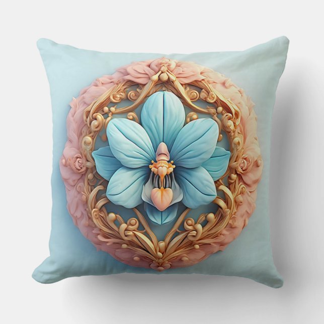 Coussin Orchidée élégante dans un cadre doré complexe (Recto)