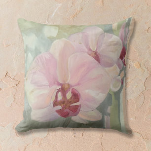 Coussin Orchidée florale peinte à la main élégantes couleu