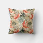 Coussin Orchidée florale tropicale rouge bourgogne (Verso)