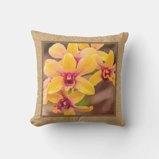 Coussin Orchidée jaune Hawaiian Tropical Reversible Outdoo (Recto)
