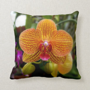 Coussin Orchidée orange