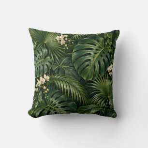 Coussin Orchidée Palm Tropical Émeraude