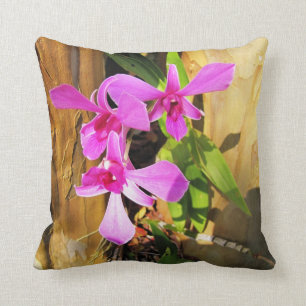 Coussin Orchidée rose dans l'oreiller à lancer d'arbre