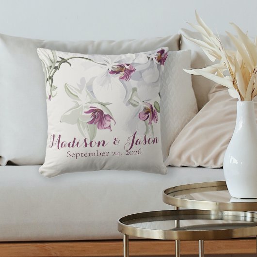 Coussin Orchidées blanches classiques Cadeau Mariage perso