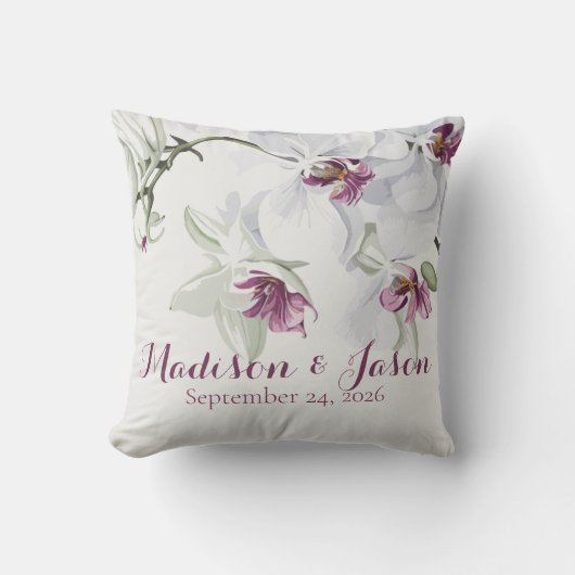 Coussin Orchidées blanches classiques Cadeau Mariage perso (Recto)