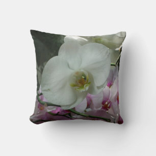 Coussin Orchidées blanches et violettes