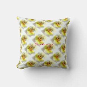 Coussin orchidées blanches/jaunes florales Thunder_Cove
