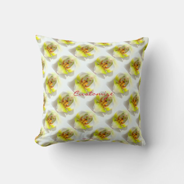 Coussin orchidées blanches/jaunes florales Thunder_Cove (Recto)