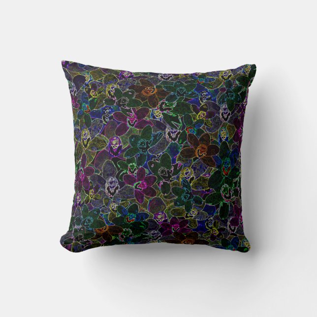 Coussin Orchidées de couleur néon, (Recto)
