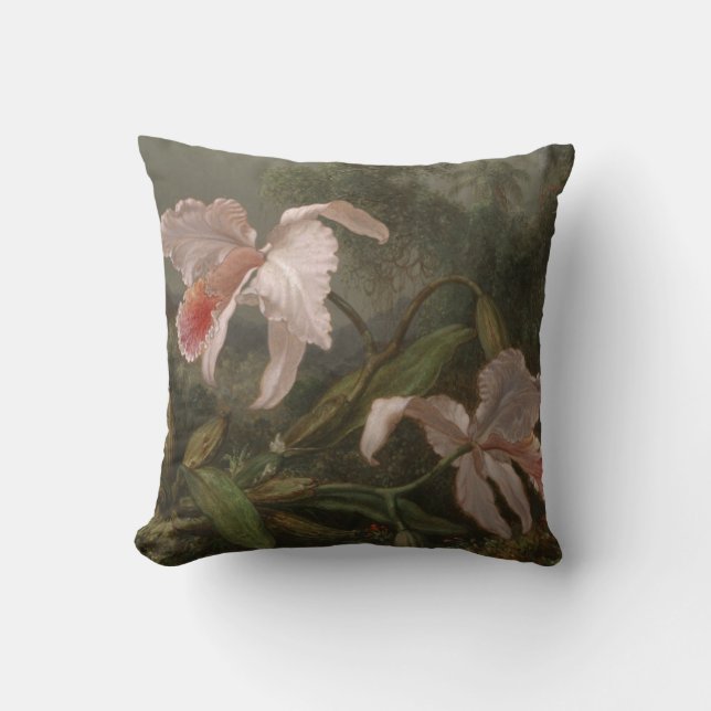 Coussin Orchidées et colibris de jungle (Recto)