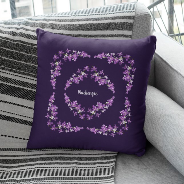 Coussin Orchidées pourpres personnalisées Dendrobium Motif (Créateur téléchargé)