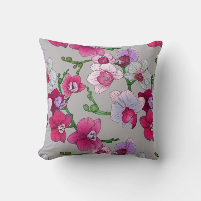 Coussin Orchidées roses en fleur (Recto)