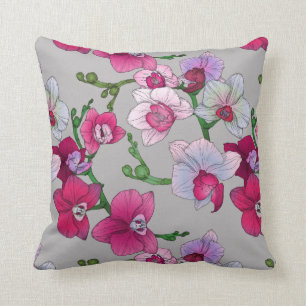 Coussin Orchidées roses en fleur