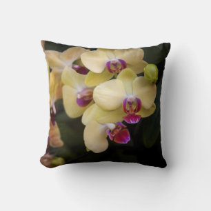 Coussin Orchidées roses et jaunes
