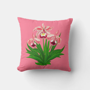 Coussin Orchidées sauvages - Orchidées roses de corail et 