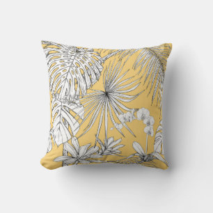 Coussin Orchidées tropicales : Engraving Vintage Motif