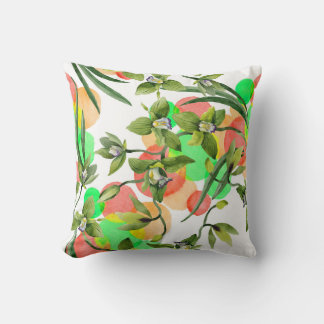 Coussin Orchidées vertes : aquarelle florale sans soudure.