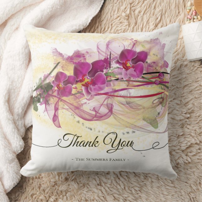 Coussin Orchidées violettes Calligraphie de l'art Abstrait (Couverture)