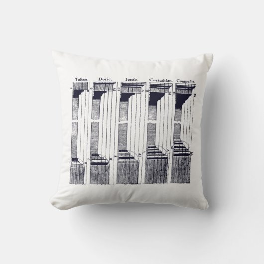 Coussin Ordres d'architecture - Illustration Vintage (Recto)