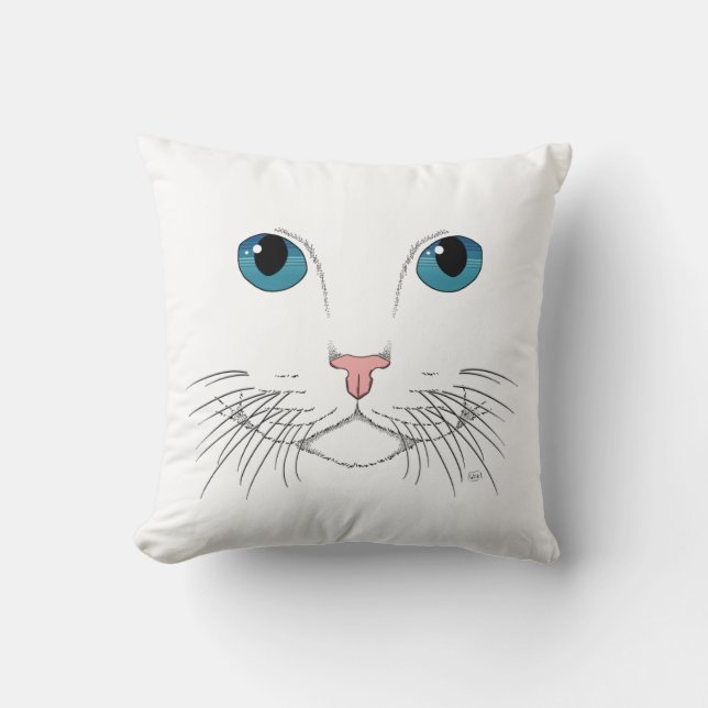 Coussin Oreille à lancer de chat bleu (Recto)