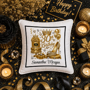 Coussin Oreille de fête d'anniversaire 30 ans Confetti Or