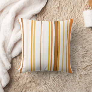 Coussin -Oreiller à lancer rayé orange et blanc