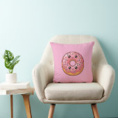 Coussin Oreiller Donut Glacé Fraise Rose Kawaii (Chaise)