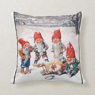 Coussin Oreiller, Elfes Rieurs, Cadeaux et Neige