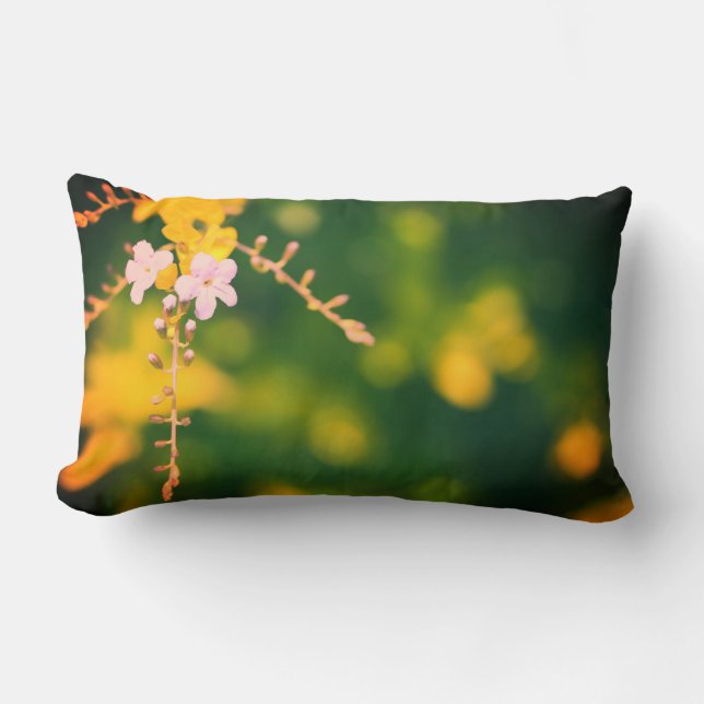 Coussin / Oreiller Fleurs Pâles Fond Vert (Recto)