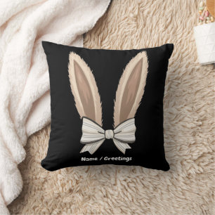 Coussin Oreilles de Lapin avec Nœud Coquette Joyeuses Pâqu