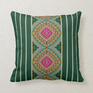 Coussin Orge jaune vert rose et bleu