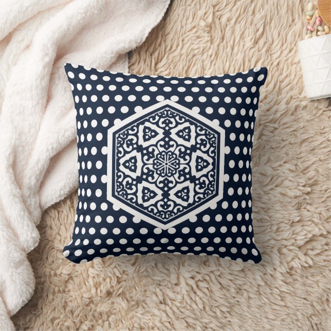 Coussin Oriental Bleu ottoman Turc Tracery Vector Art (Couverture)
