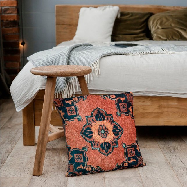 Coussin Oriental Burn Umber Ebony Black Persian Tapis (Créateur téléchargé)