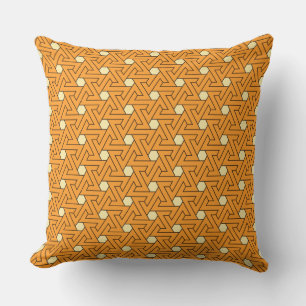 Coussin Oriental Orange Beige Triangle Spirales égyptien