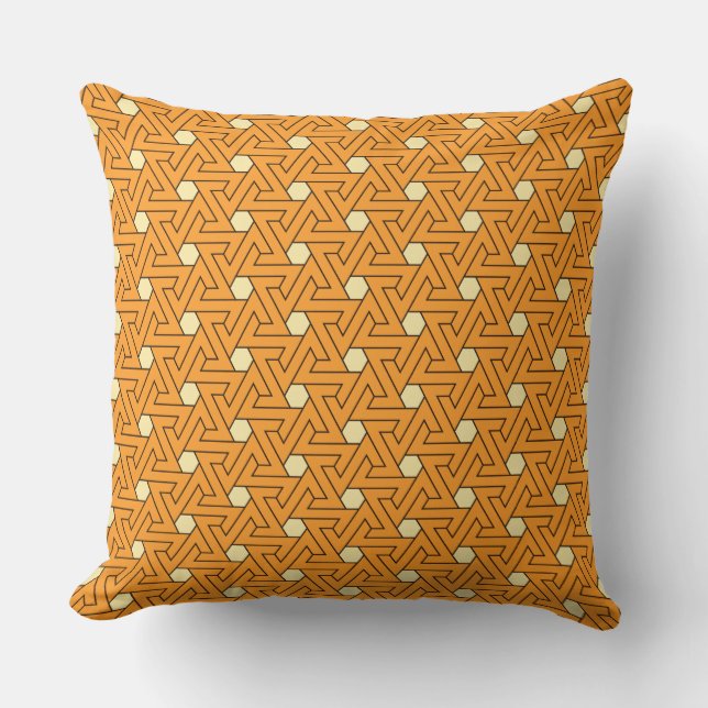Coussin Oriental Orange Beige Triangle Spirales égyptien (Recto)