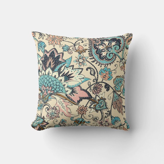 Coussin Oriental Paisley : Elégance Textile Stylisée. (Recto)