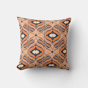 Coussin Oriental Seamless : Ornement orange noir