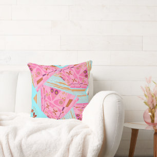 Coussin Origami Chintz (L) Dusty Brown rose Turquoise