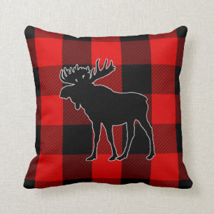 Coussin Orignaux rouges noirs de très bon goût du contr