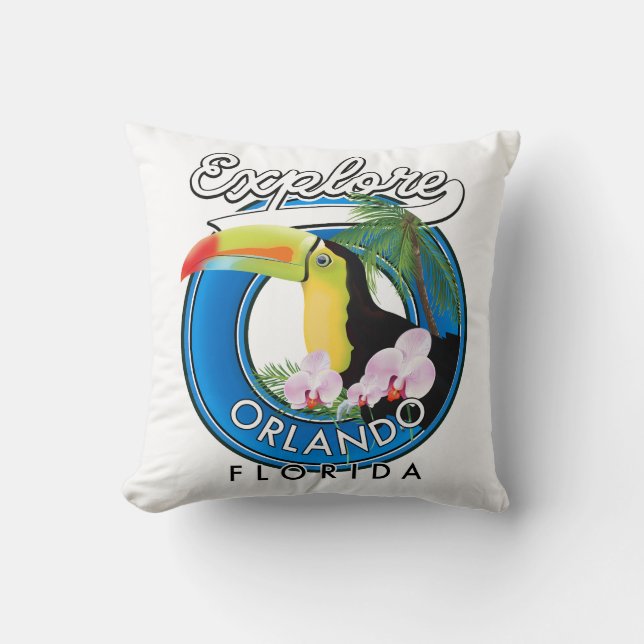 Coussin Orlando Florida Découvrez le logo rétro. (Recto)