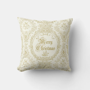 Coussin Ornate Classic Vintage Joyeux Noël Toile d'or