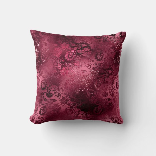 Coussin Ornate rouge bordeaux (Recto)