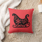 Coussin Ornate Sleigh with White Snowflake Design (Couverture)