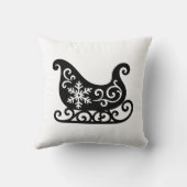 Coussin Ornate Sleigh with White Snowflake Design (Verso)