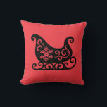 Coussin Ornate Sleigh with White Snowflake Design<br><div class="desc">Beautifully stylized, ornate sleigh featuring intricate swirls and a prominent white snowflake on its side. Perfect for holiday cards, winter decorations, gift wrap, and festive stationery. This elegant design captures the magic of the season, adding a sophisticated and whimsical touch to any winter project. Ideal for Christmas lovers, seasonal crafts,...</div>