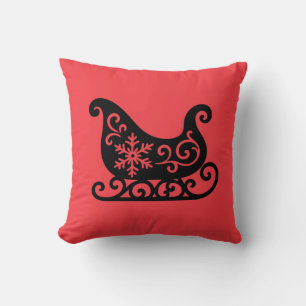 Coussin Ornate Sleigh with White Snowflake Design