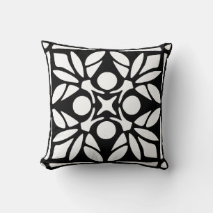 Coussin Orné Noir Et Blanc